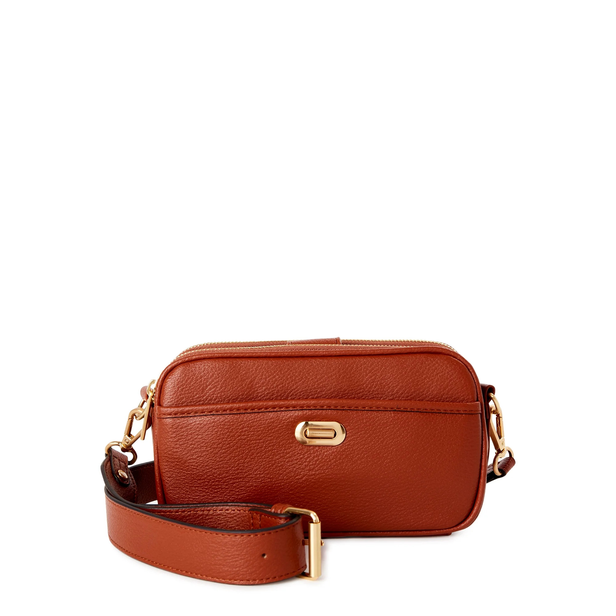 Time and Tru Women?s Annamarie Faux Leather Crossbody Handbag, Brown | Walmart (US)