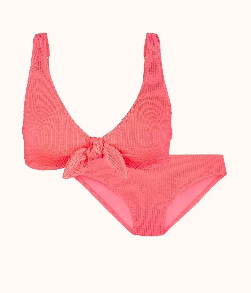 The Ruched Plunge Bralette & Bikini Swim Bundle: Electric Pink | LIVELY