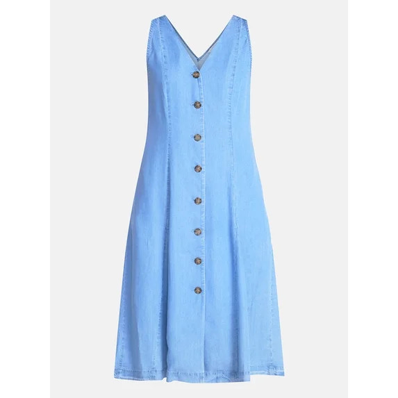 Time and Tru Women's Sleeveless Fit and Flare Midi Dress, Sizes XS-XXXL | Walmart (US)