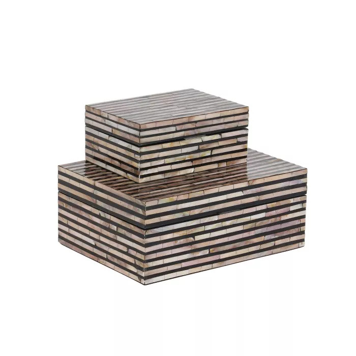 Set of 2 Wooden Boxes with Pattern - Olivia & May | Target