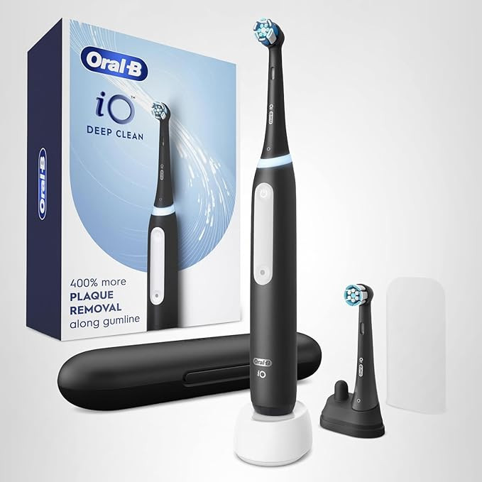 Oral-B iO Deep Clean Rechargeable Electric Powered Toothbrush, Black with iO Series 3 Limited, 2 ... | Amazon (US)