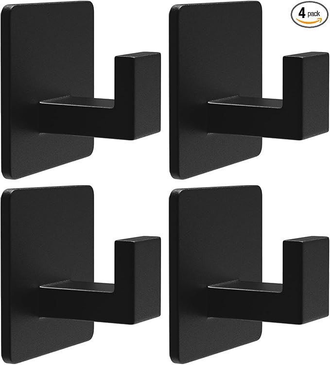 VAEHOLD 4 Pack Adhesive Towel Hooks, Heavy Duty Wall Hooks Aluminum Hooks Stick on Door, Kitchen,... | Amazon (US)
