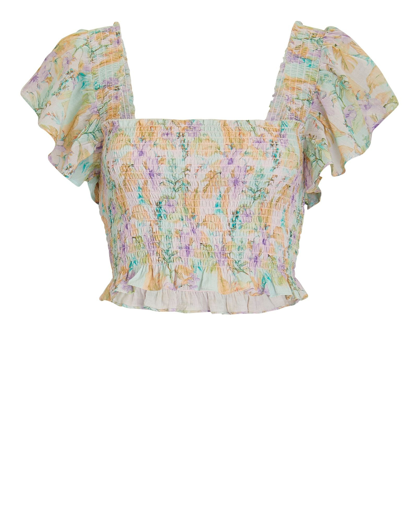 Floral Chiffon Smocked Crop Top | INTERMIX