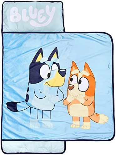 Jay Franco Bluey Sisters Nap Mat – Built-in Pillow and Blanket - Super Soft Microfiber Kids'/Toddler | Amazon (US)
