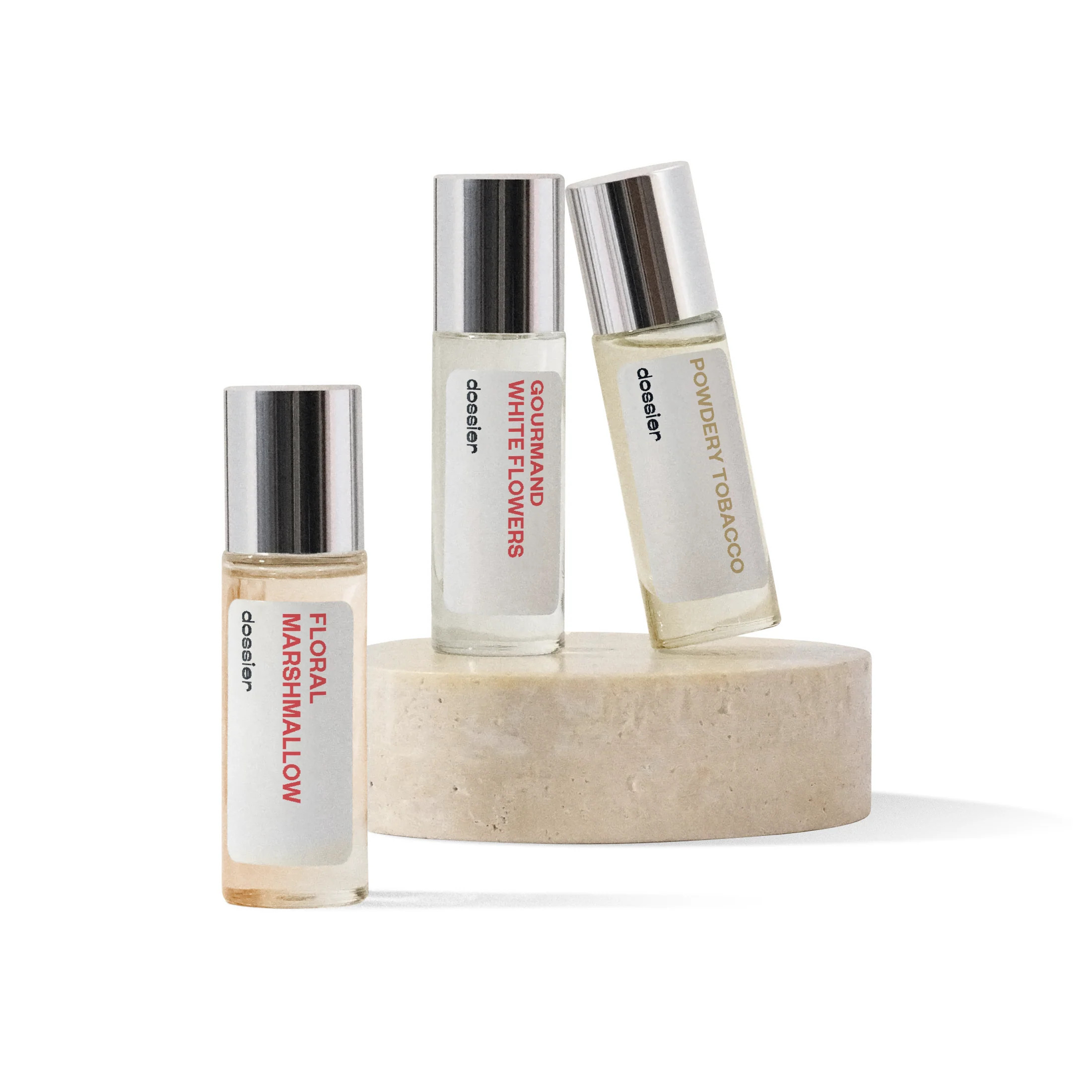 Celebrity-Approved Trio, Dossier, Eau de Parfum, 3x11ml, Floral Marshmallow, Gourmand White Flowers, Powdery Tobaco | Dossier
