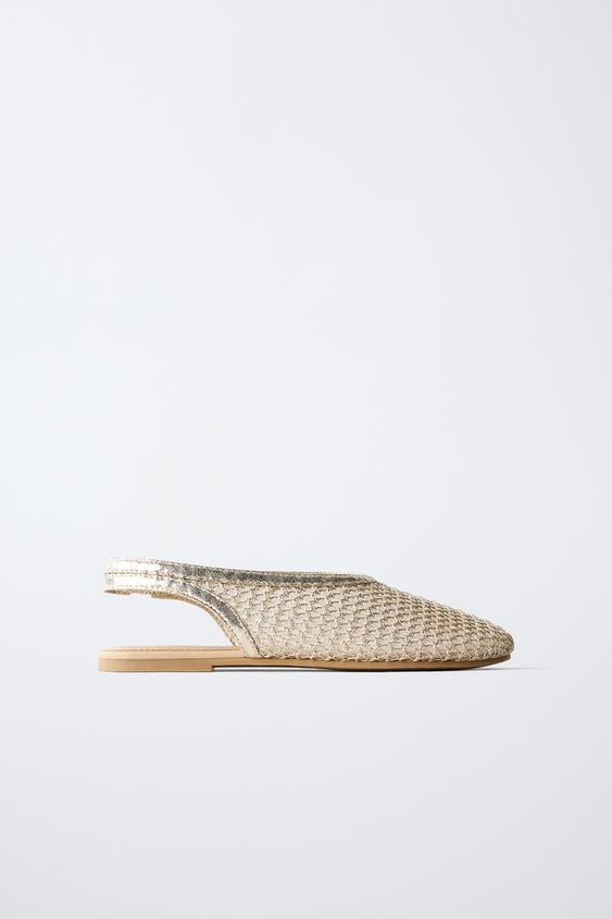 GOLD SLINGBACK BALLET FLATS | Zara US