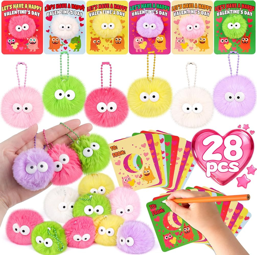 Amy&Benton 28 Packs Valentines Day Gifts for Kids Classroom with Valentine Stuffed Animal Keychai... | Amazon (US)