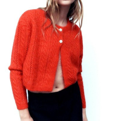 ZARA red alpaca and wool cropped cardigan  Ref 9598/186  Size S / 8 UK / 36 EUR  | eBay | eBay UK