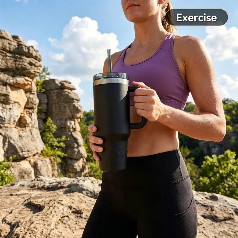 Ozark Trail 40 oz Stainless Steel Insulated Tumbler with Handle, Black | Walmart (US)