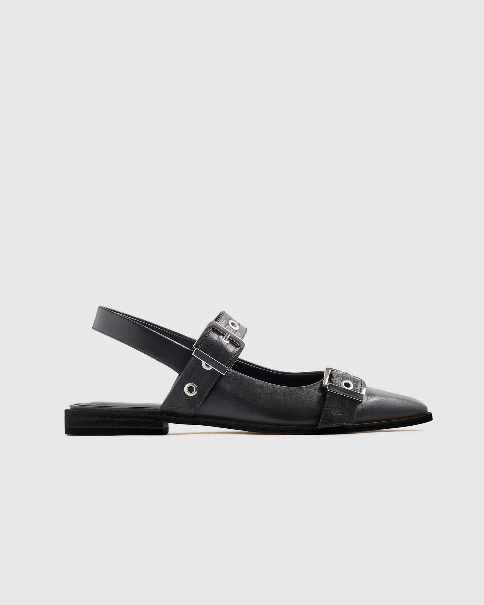 Italian Leather Bold Buckle Slingback Flat | Quince