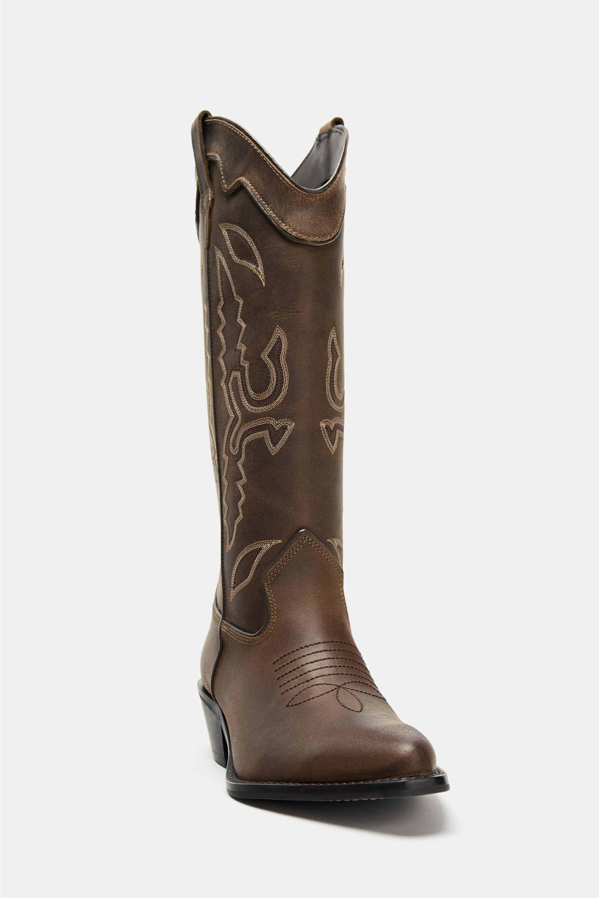 LEATHER COWBOY BOOTS | Zara US