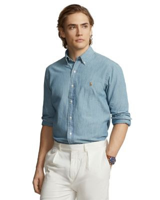 Classic Fit Long Sleeve Chambray Cotton Button Down Shirt | Bloomingdale's (US)