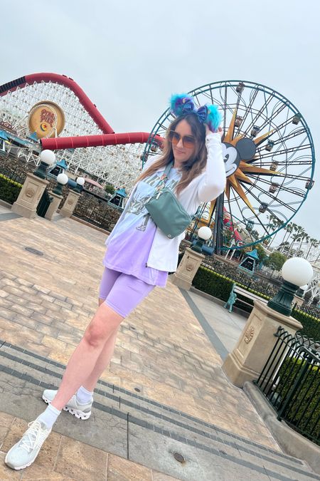 What I wore to Disney | Disneyland outfit | Disney outfit | spring 2023 | summer 2023 | biker shorts outfit | sneakers outfit | comfy light weight outfit ideas| casual outfit for Disney| over 40 mom| belt bag for Disney| ears for Disney  

#LTKunder50 #LTKstyletip #LTKtravel