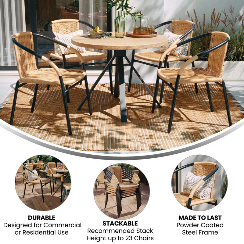 Arthor Rattan Indoor/Outdoor Stacking Restaurant Chairs | Wayfair North America
