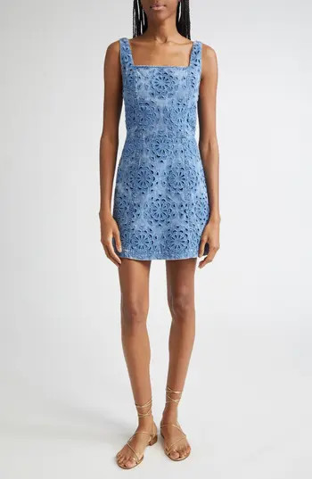 Alice + Olivia Maryann Floral Cutout Sleeveless Dress in Avery Blue at Nordstrom Rack, Size 4 | Nordstrom Rack