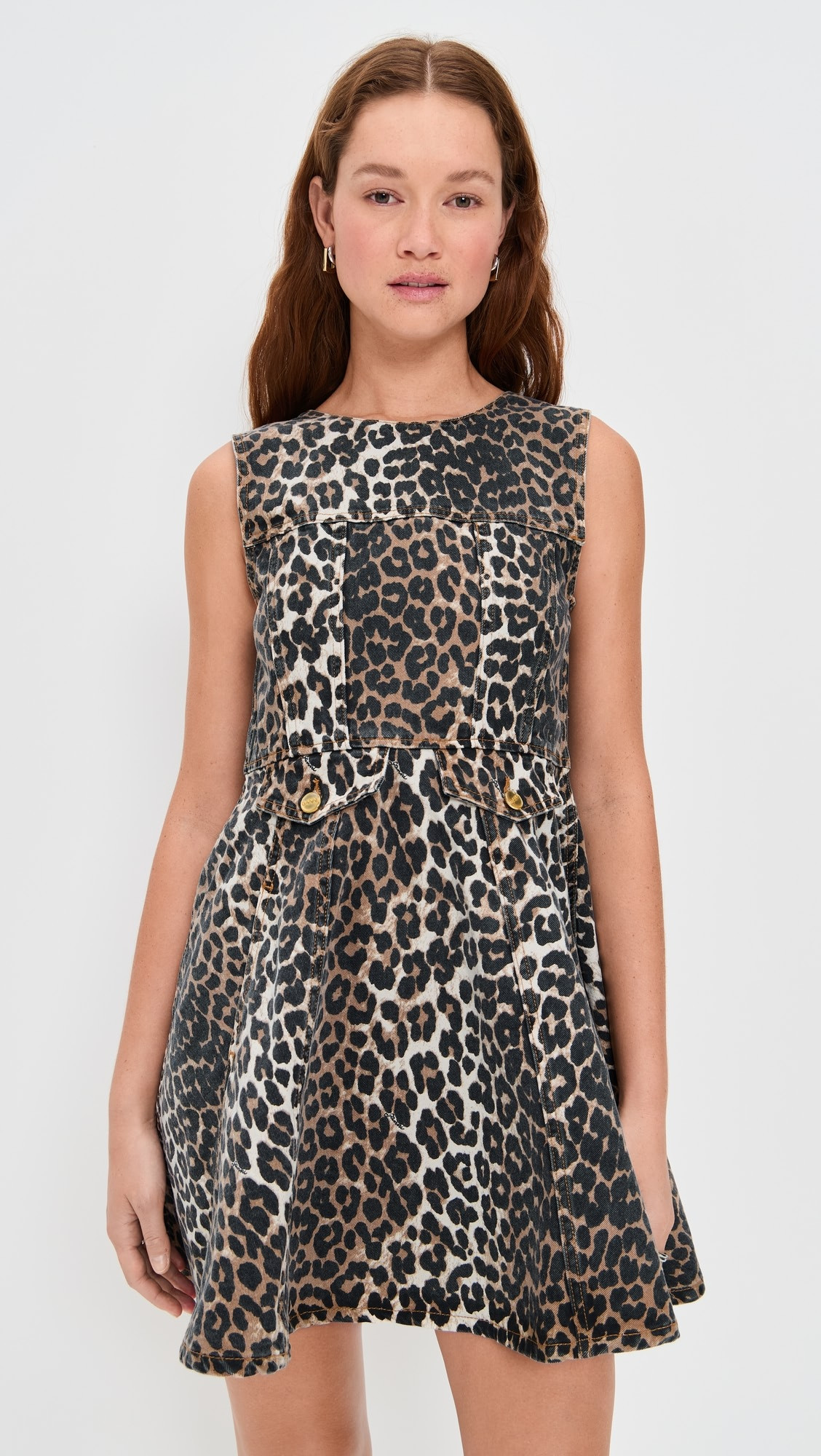 Print Denim Flounce Mini Dress | Shopbop