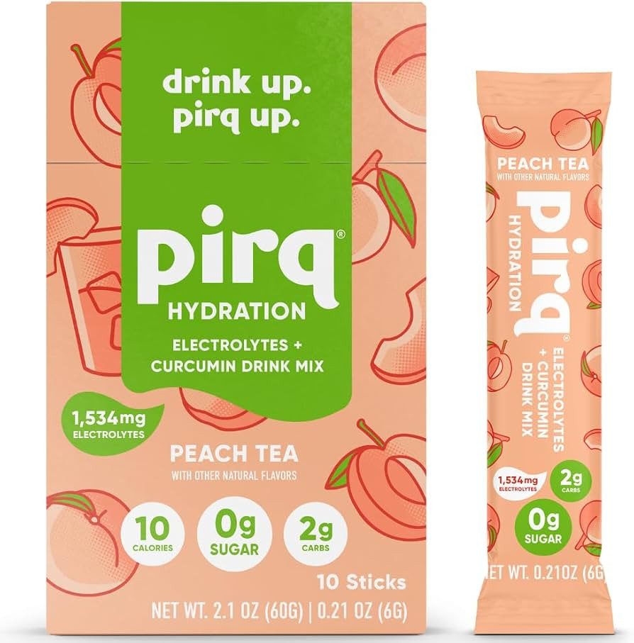 Pirq Hydration - Peach Tea - Hydration Powder Packets | Electrolyte Drink Mix | Curcumin | B Vita... | Amazon (US)