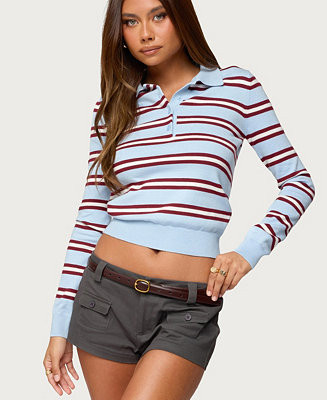 Women's Brayden Striped Polo Sweater | Macy's