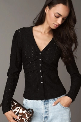 Maeve Textured Eyelet Top | Anthropologie (US)