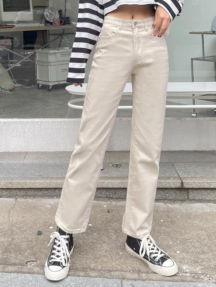 DAZY Slant Pocket Straight Leg Jeans | SHEIN