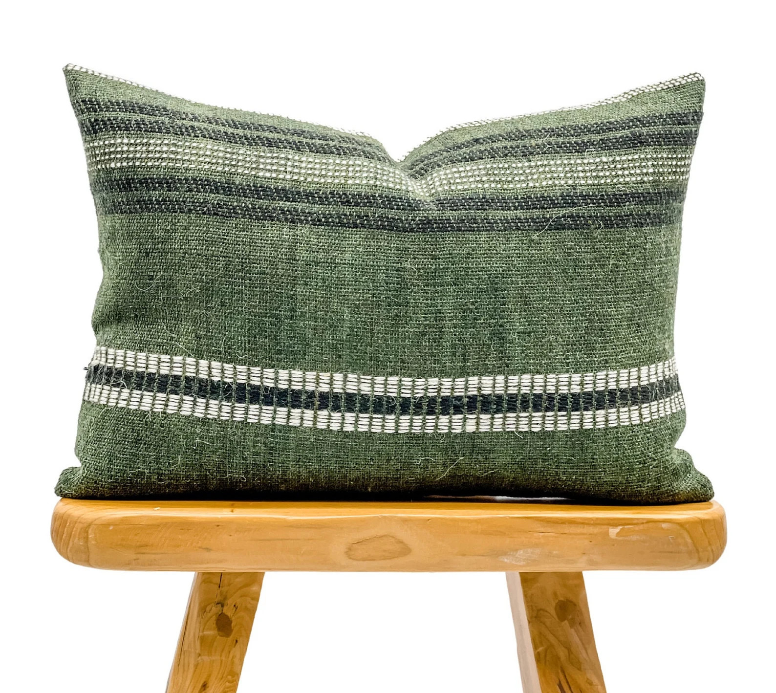Lumbar Pillow Cover, Indian Wool Pillow Cover, Green Wool Pillow, Green and White Pillow Cover 14... | Etsy (Global)