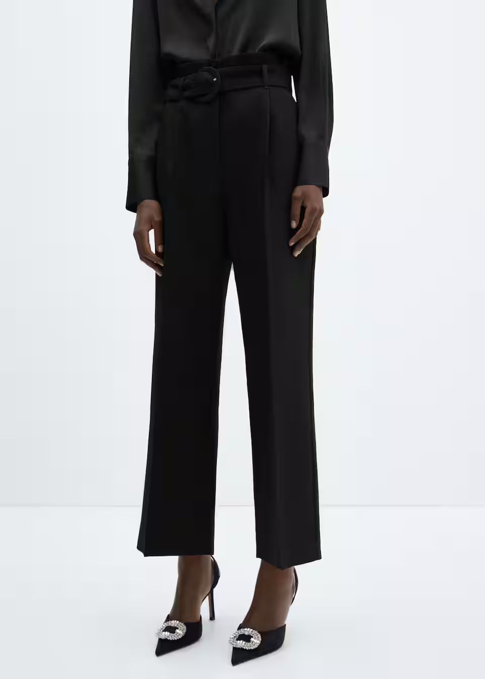 Belted paperbag trousers | MANGO (US)