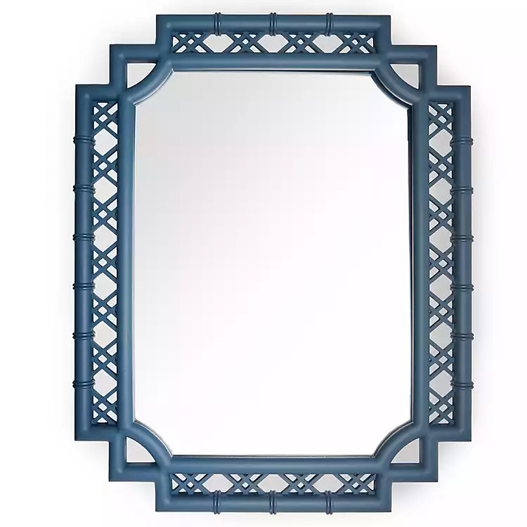 New! Brenley Blue Lattice Wall Mirror | Kirklands