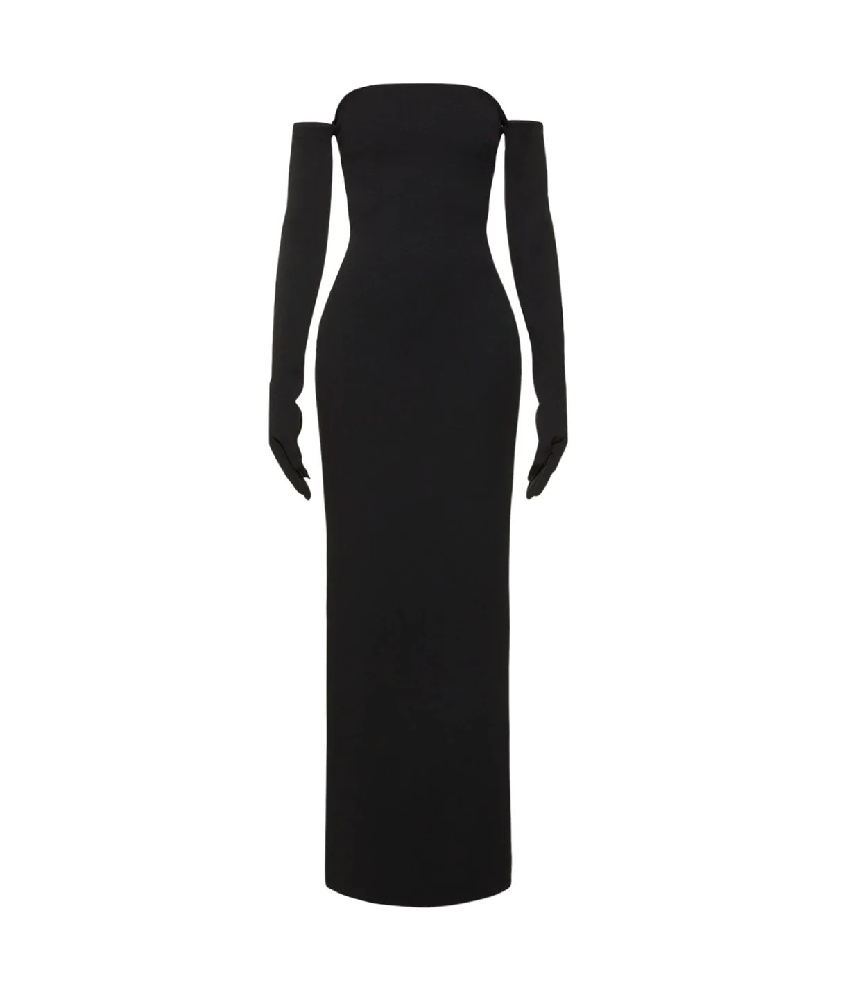 Tullia Crepe Knit Maxi Dress in Black | Mode Sportif