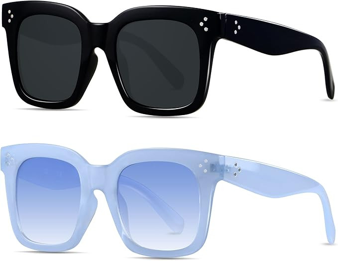 ANDWOOD Oversized Sunglasses for Women Big Large Square Wide Frame Shades Retro Trendy Fashion UV... | Amazon (US)