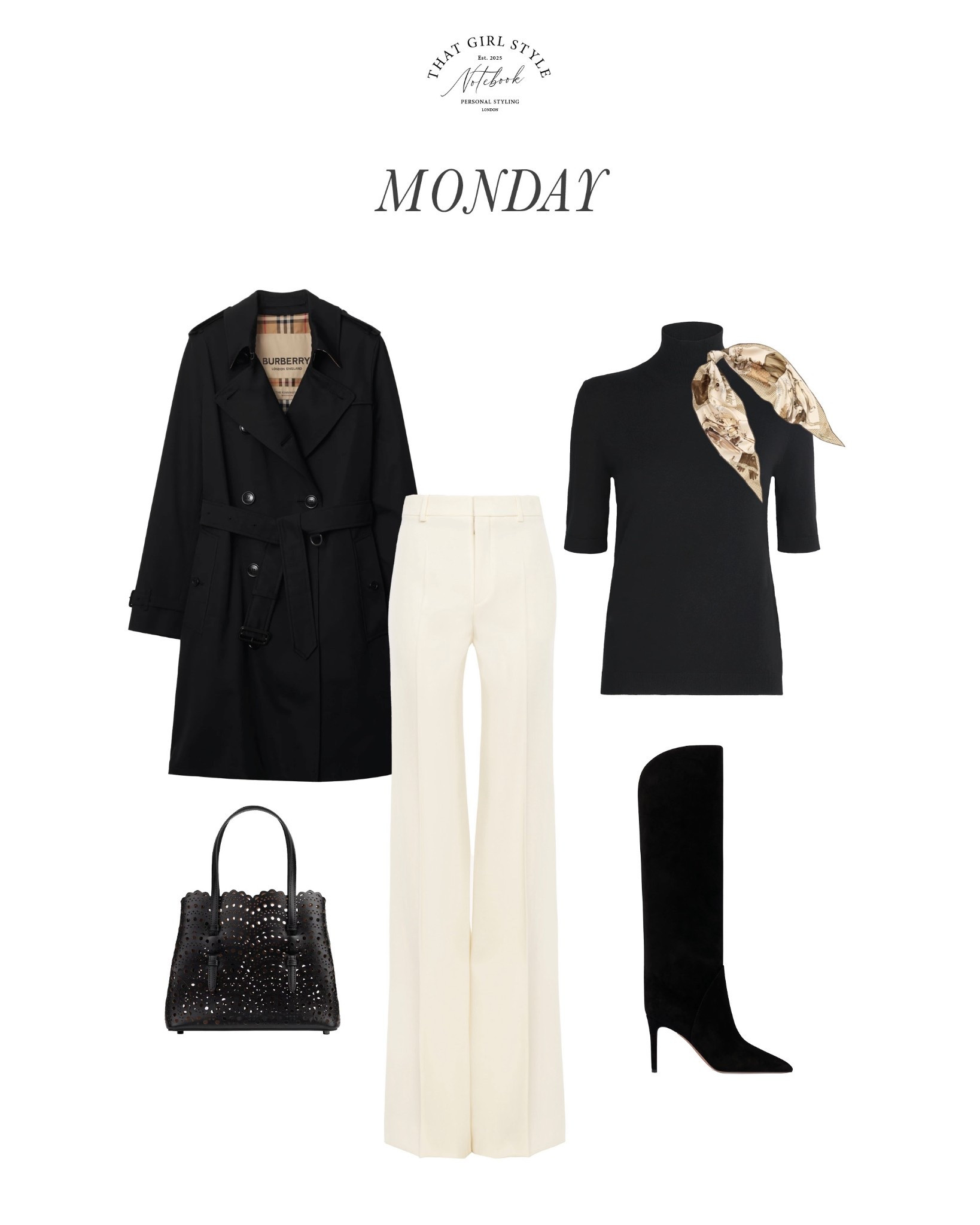 Look 43 | Coat Burberry, Trousers Chloé, Top Max Mara, Bag Alaïa, Boots Paris Texas, Scarf Ralph Lauren

#LTKstyletip #LTKluxury #LTKautumn