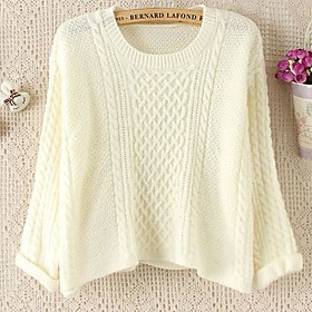 Women's Round Neck Long Sleeve Loose Knit Pullover Sweater | Light in the Box
