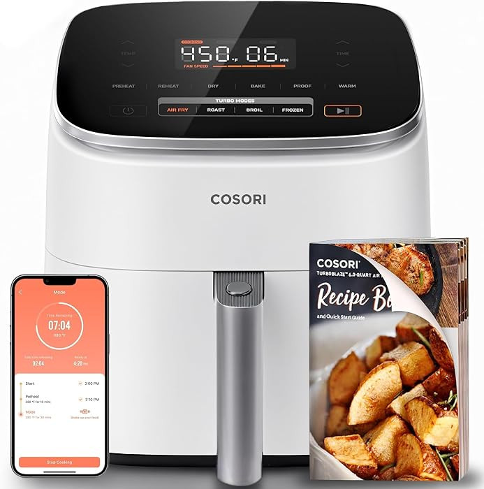 Cosori 9-in-1 TurboBlaze Air Fryer 6 Qt, Smart Control, 90°–450°F, Shake Reminders, Precise H... | Amazon (US)