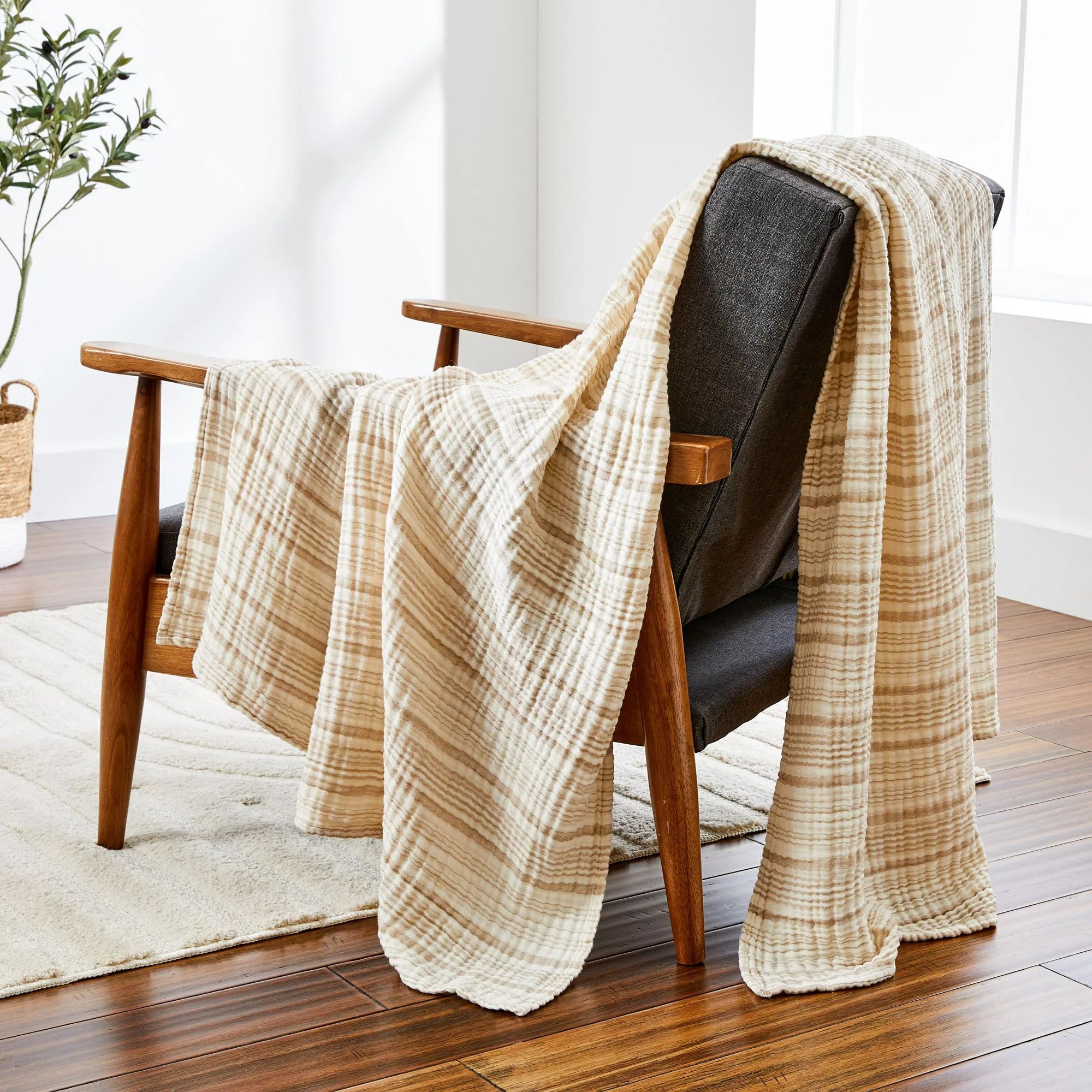 Better Homes & Gardens Striped Gauze Throw, Beige Stripe, 50" x 72" | Walmart (US)