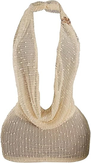 MakeMeChic Women's Halter Dress Mesh Backless Draped Deep V Neck Sexy Bodycon Mini Dresses | Amazon (US)