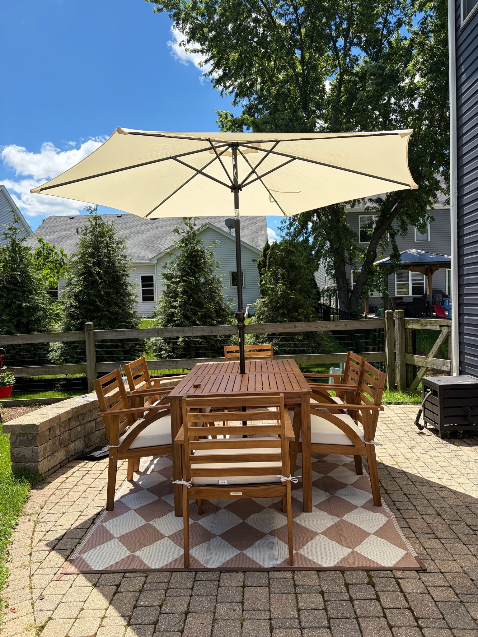 Patio makeover on a budget! Rug and umbrella are both under $50.

#LTKSeasonal