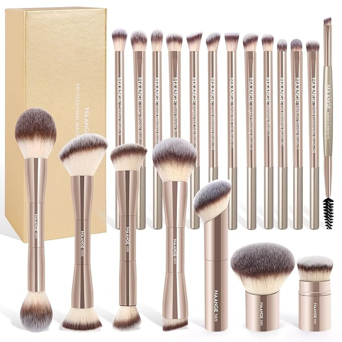MAANGE 20 Pcs Makeup Brushes with Gift Box, Double-End Multi-functional Makeup Brushes for Blendi... | Amazon (US)
