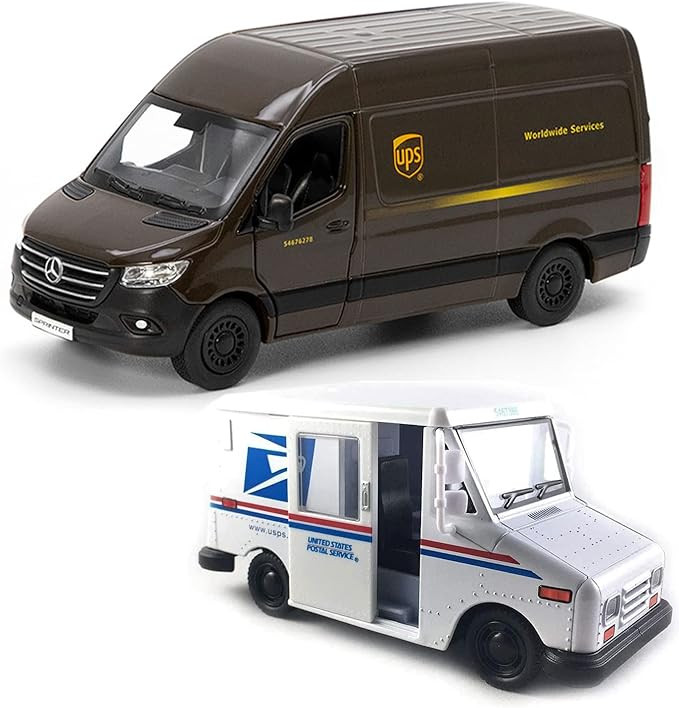 KiNSMART - UPS Mercedes-Benz Sprinter + United States Postal Mail Truck Grumman LLV 5 Inch Die Ca... | Amazon (US)
