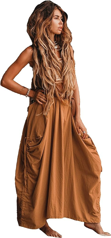 Thaluta Women's Maxi Boho Skirt with Pockets Bohemian Organic Cotton Hippie Gypsy | Amazon (US)