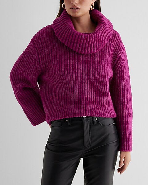 Ribbed Cowl Neck Sweater | Express