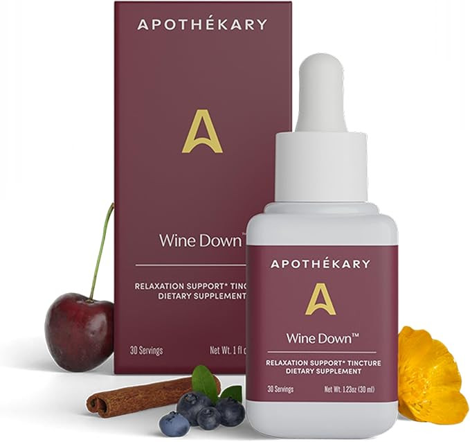 Apothékary Wine Down, Natural Sleep and Relaxation Support, Alcohol-Free Red Wine-Inspired Herba... | Amazon (US)