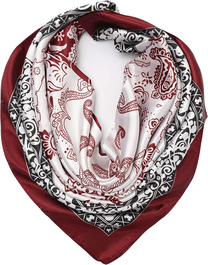 YOUR SMILE Silk Like Head Scarf Top For Women's Fashion Pattern Large Square Satin Headscarf Wrap... | Amazon (US)