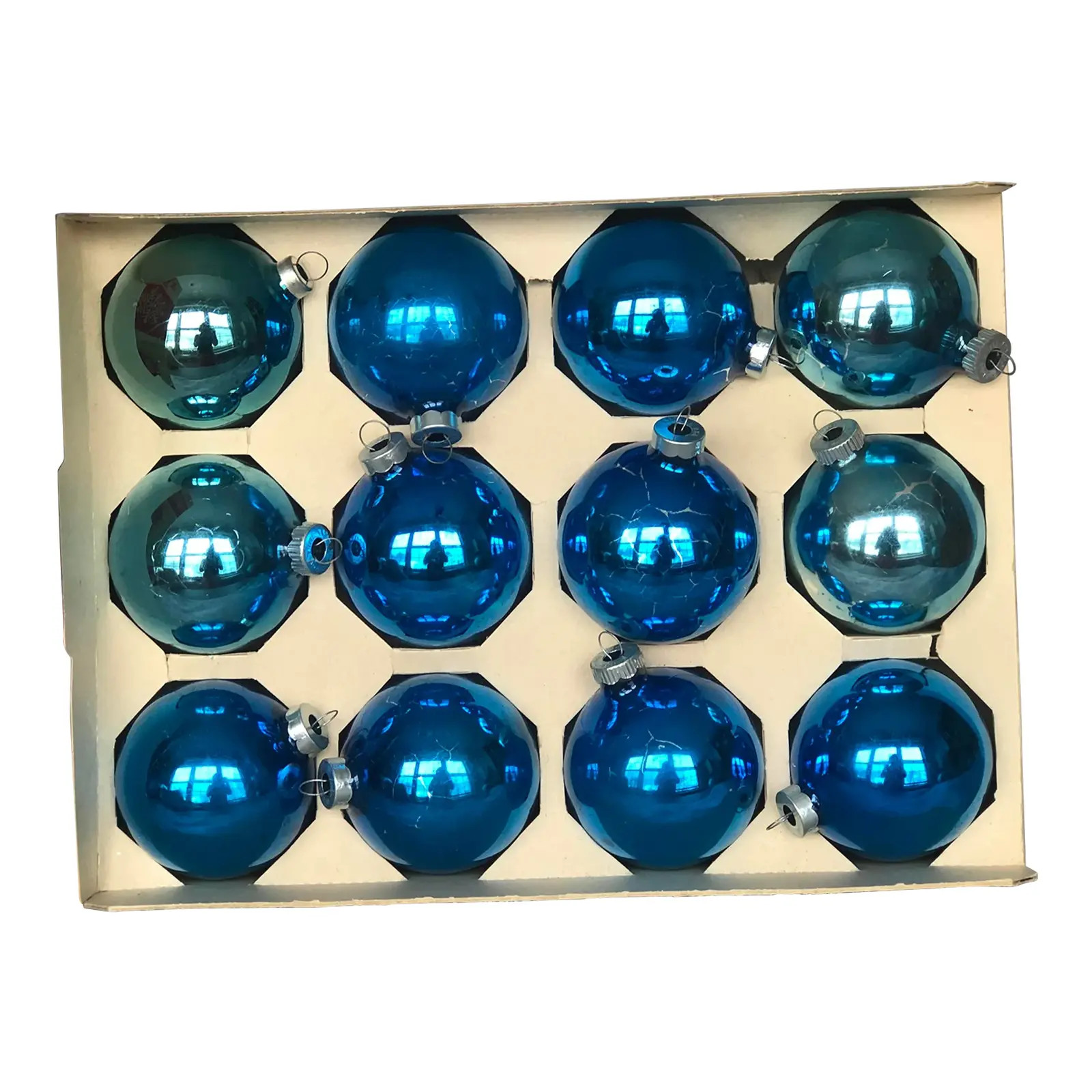 Vintage Glass Christmas Ornaments Set of 12 | Chairish