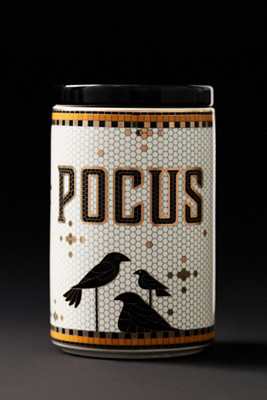 Bistro Tile Stoneware 24k Gold Accent Halloween Canister | Anthropologie (US)