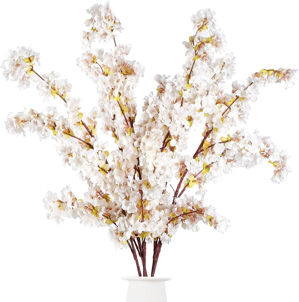 Sggvecsy Artificial Cherry Blossom Branches Faux Cherry Flowers 39 Inch Peach Branches Silk Tall ... | Amazon (US)