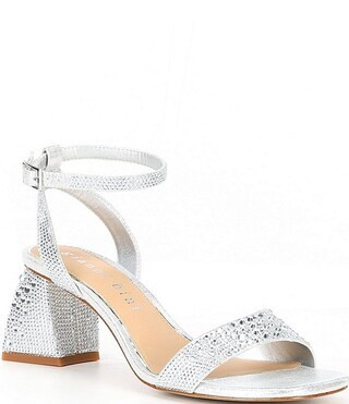 Gianni Bini Alivia Three Rhinestone Embellished Block Heel Dress Sandals | Dillard's | Dillard's