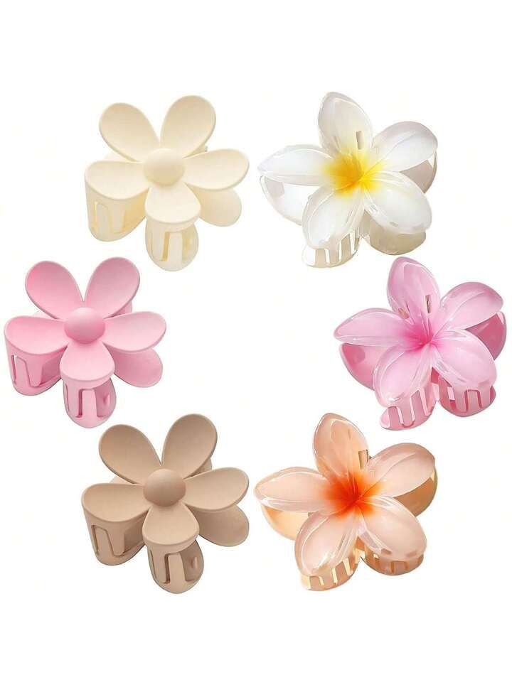 6-pack bloemenhaarclips voor dames, preppy bloemklauwclip, Hawaiiaanse Plumeria-haarclips voor du... | SHEIN