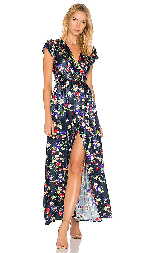 Tularosa Sid Wrap Dress in Navy. - size L (also in M,S,XS) | Revolve Clothing