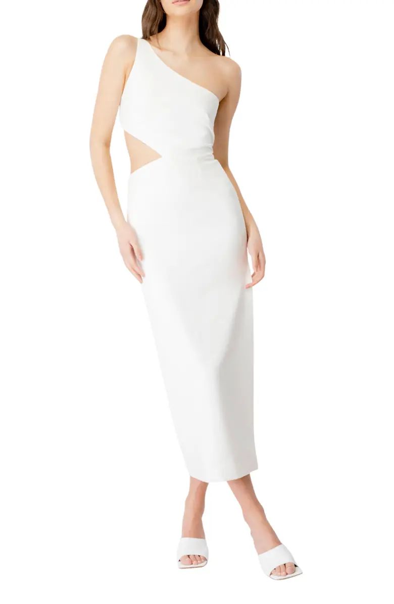 Bardot Jenna One-Shoulder Cutout Midi Cocktail Dress | Nordstrom | Nordstrom