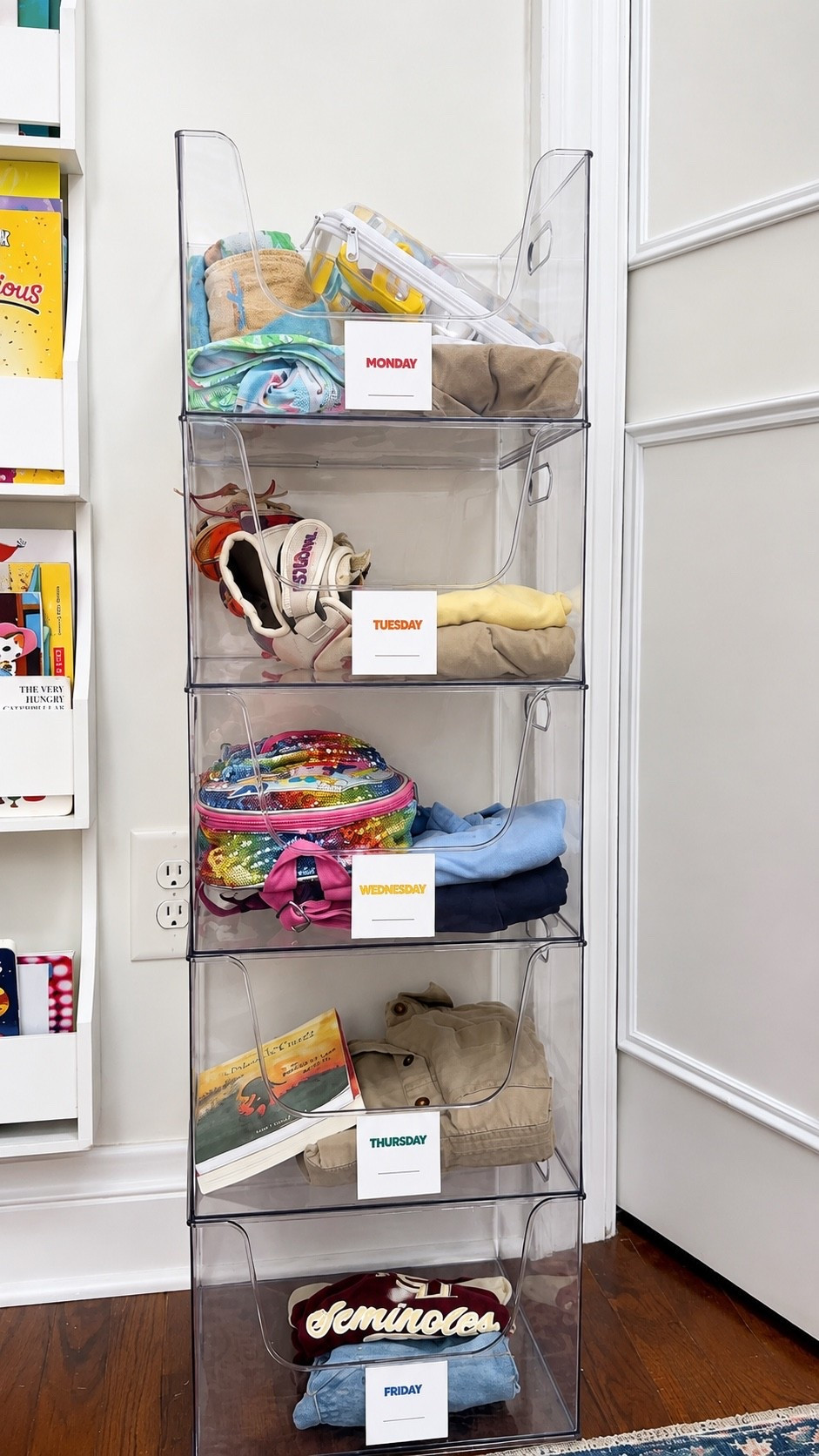 No more morning outfit negotiations 🤝
Pre-plan their looks for the week, pop them into their designated day, and make getting out the door that much easier. One little system = five smoother mornings. ✨

#LTKmorningroutine #LTKmomlife #LTKHome