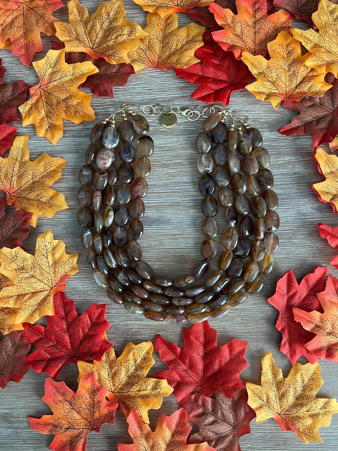 Necklace for Women Brown Bead Necklace – Chunky Beaded Necklace Handmade in Chestnut Brown Bead... | Etsy (US)